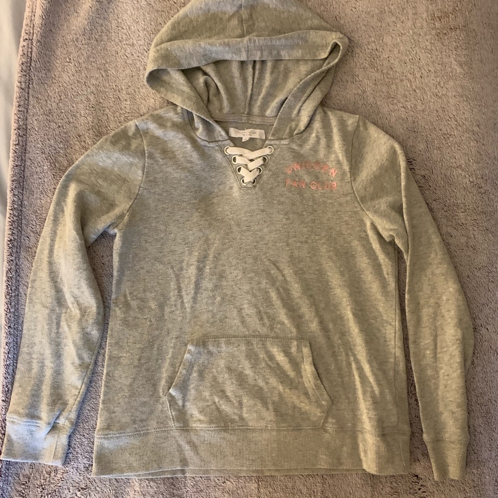 Unicorn Fan Club Gray Hoodie Girls 10